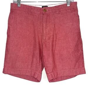 JCrew Factory Men’s Gramercy Red Cotton Chambray 8” Inseam Chino Shorts Size 30W